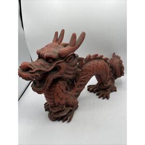 Vintage Chinese Water Dragon Red Large 18" Long x 10.5" Tall RARE FIND!!!